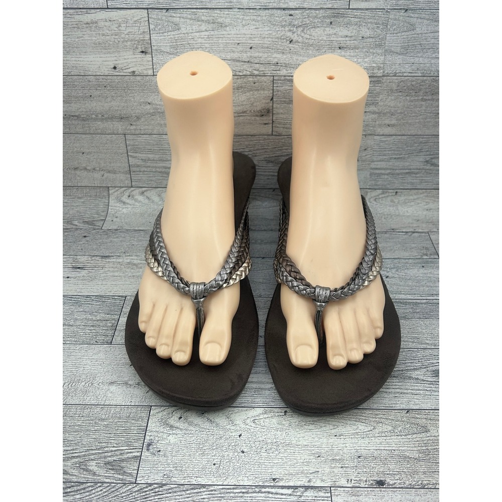 Vionic Ramba Brown Metallic Braided Wedge Sandals 48RAMBA Women Sz 10 Orthotic
